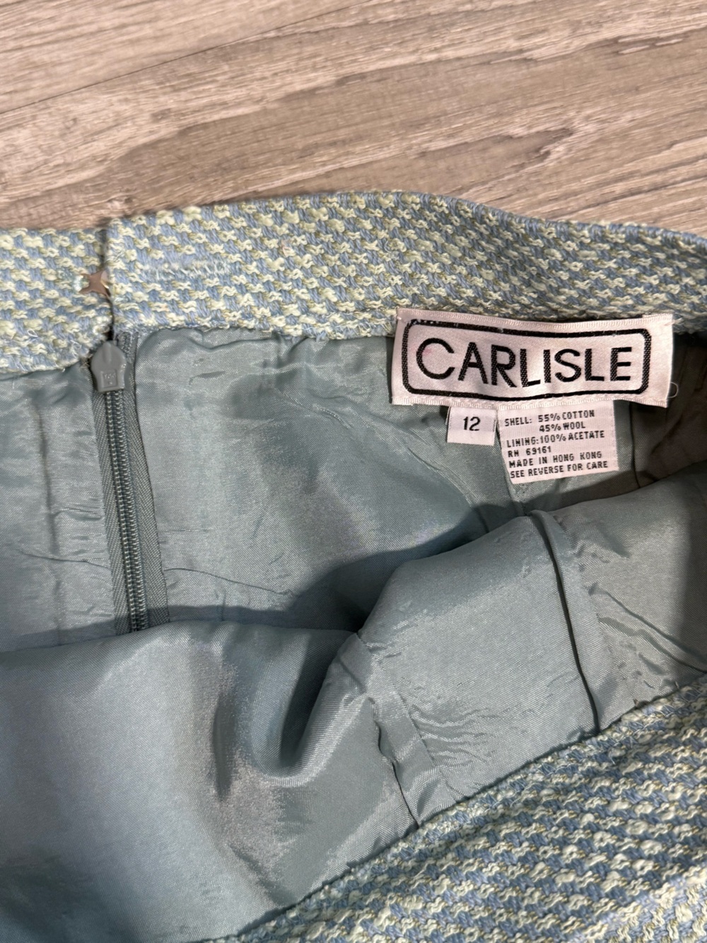 Vintage Carlisle Wool blend Sage Green Blazer and Skirt Set - classy old money - Picture 6 of 12